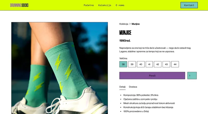 DRS Running Socks, collection layout.